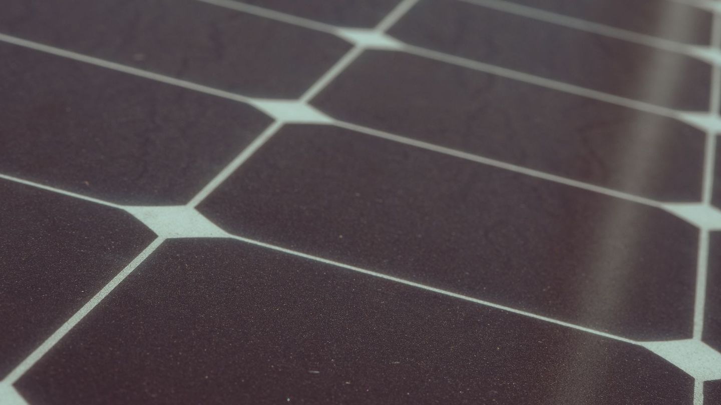 Close-up of solar cells and their silver grid lines