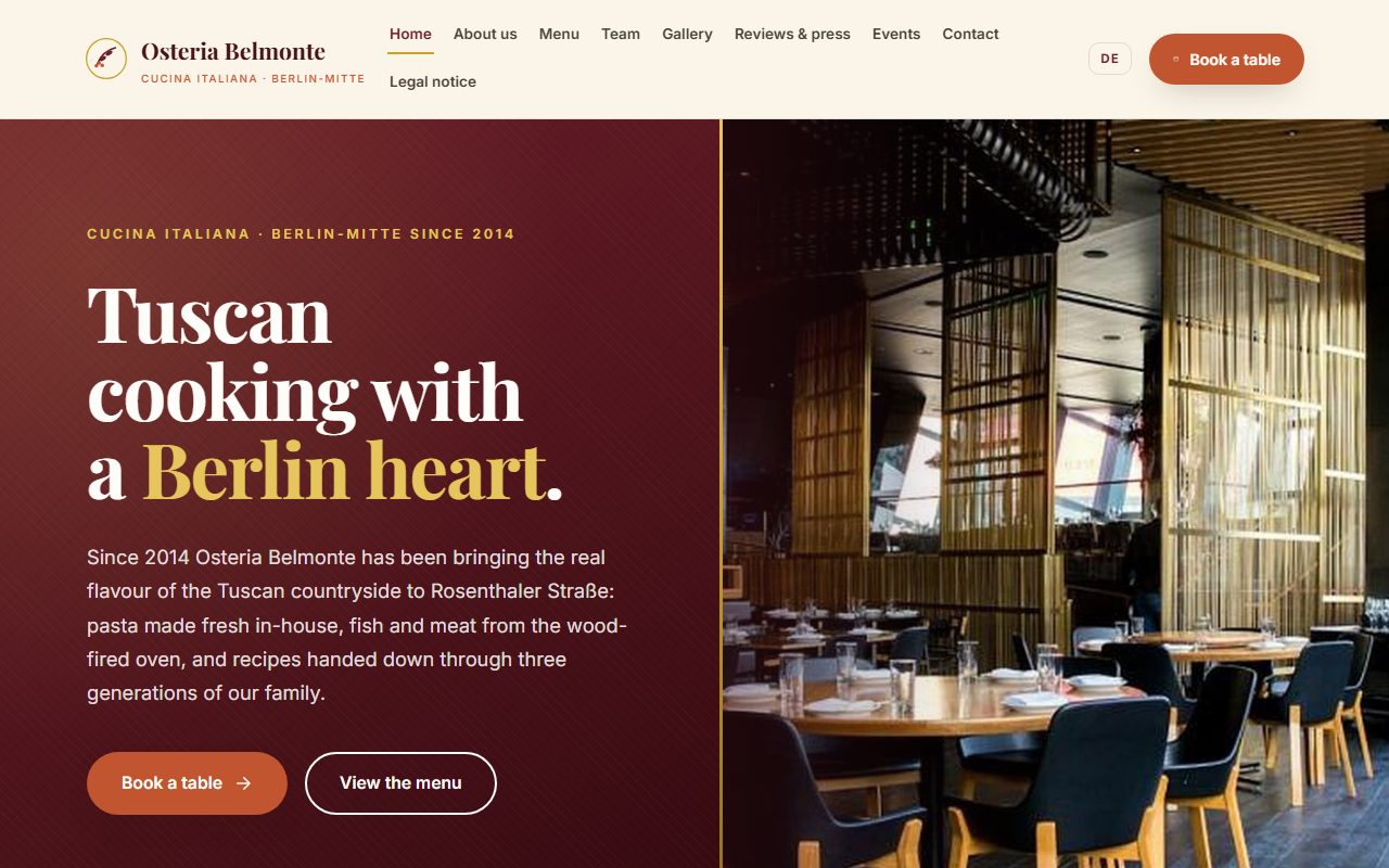 Osteria Belmonte, Restaurant