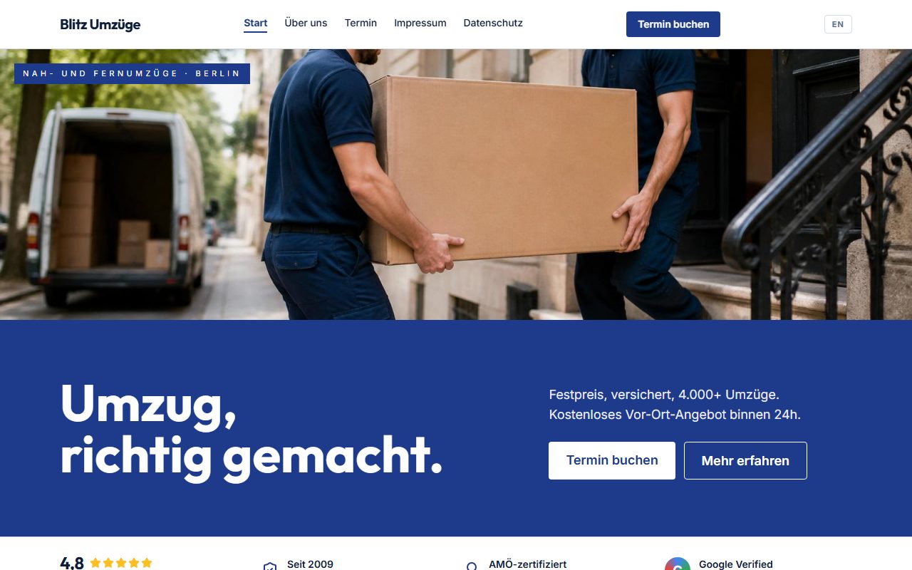 Blitz Umzüge, Umzugsunternehmen